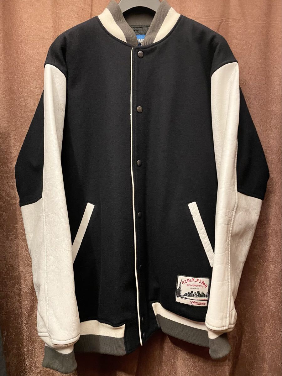激レア PHENOMENON 2004年初期モデル レザースタジアムジャケット ネイビー×ホワイト XLサイズ フェノメノン スタジャン 紺 白 SWAGGER 拍卖