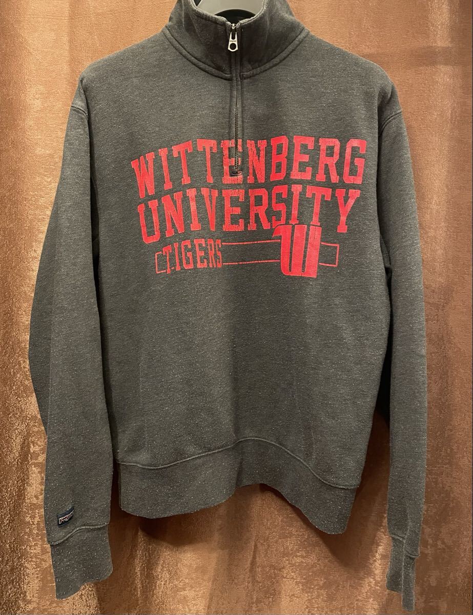 JANSPORT WITTENBERG UNIVERSITY ハーフジップカレッジトレーナー チャコールグレー Sサイズ ジャンスポーツ トレーナー スウェット拍卖