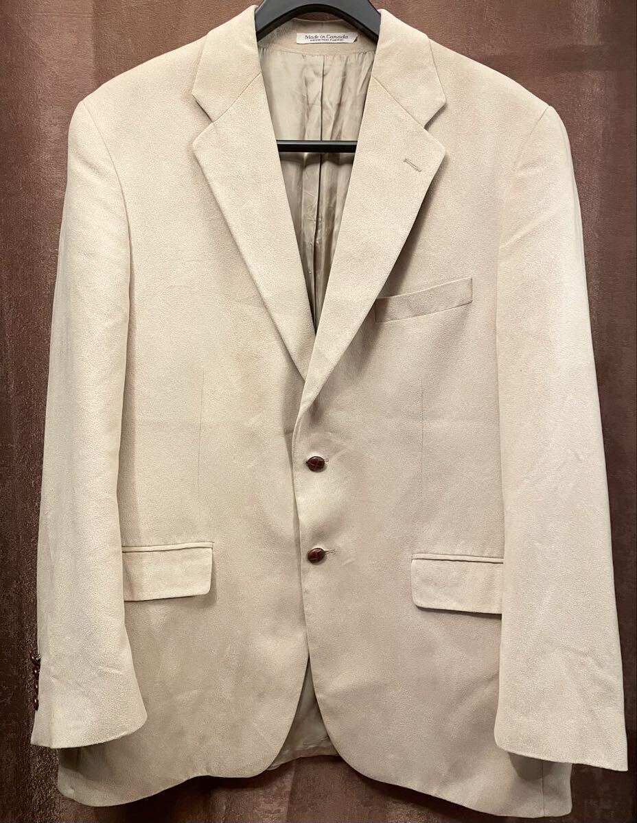 MADE IN CANADA製 RALPH LAUREN made expressly for Dillard's スウェードレザー調 テーラードジャケット アイボリー 44Rサイズ ベージュ拍卖