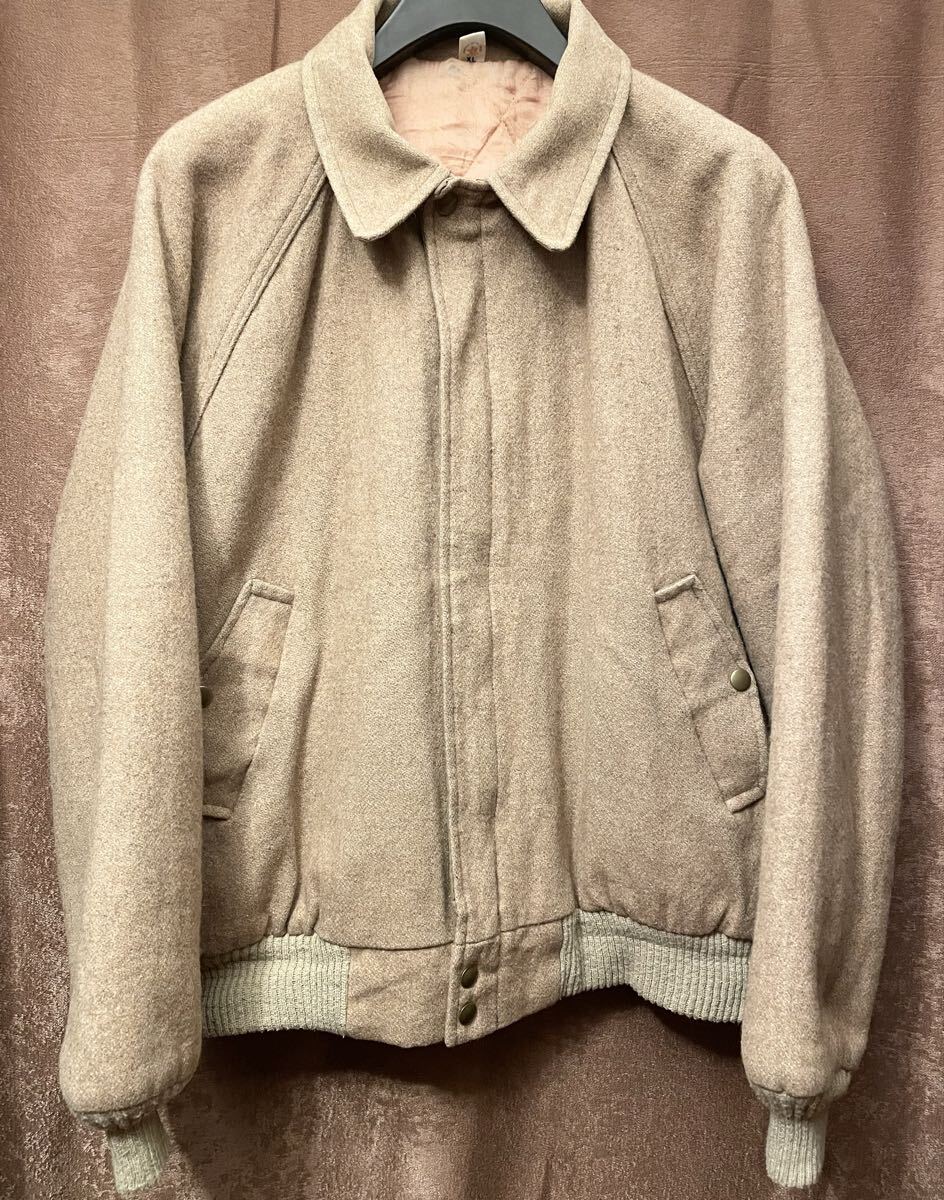 MADE IN USA製 80s~90s CRAFTED WITH PRIDE IN USA フルジップウールジャケット ベージュ XLサイズ アメリカ製 米国製 ワークジャケット拍卖