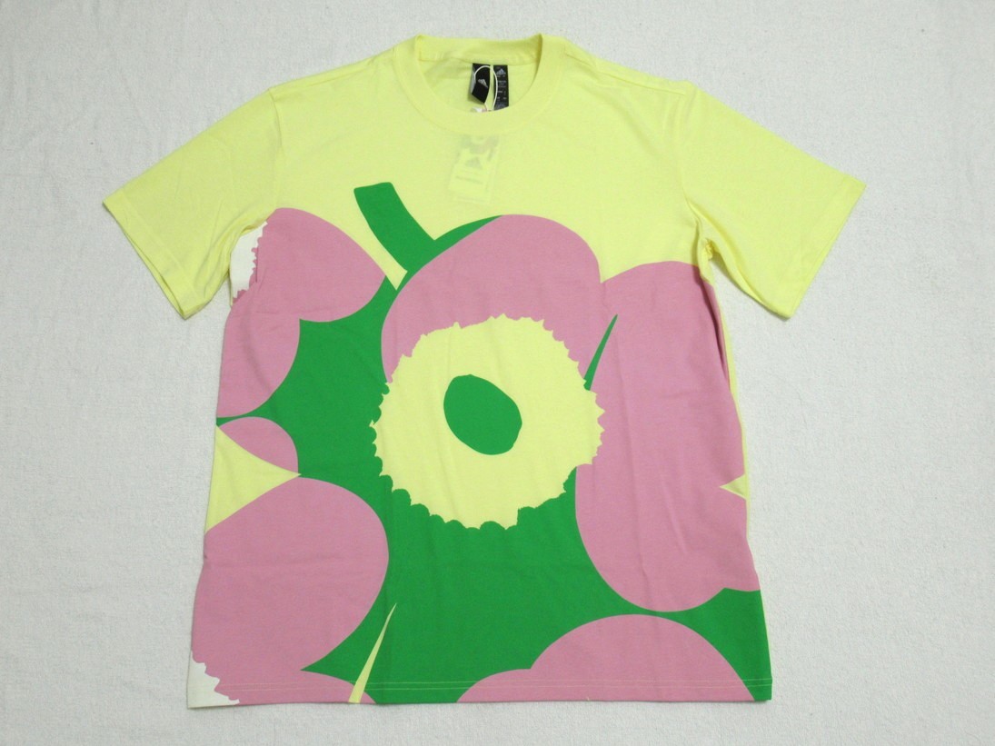 adidas マリメッコ グラフィック Tシャツ イエロー ウニッコ L アディダス Tee ルーズ 花柄 フラワー 限定 コラボ 黄色 HC4189拍卖