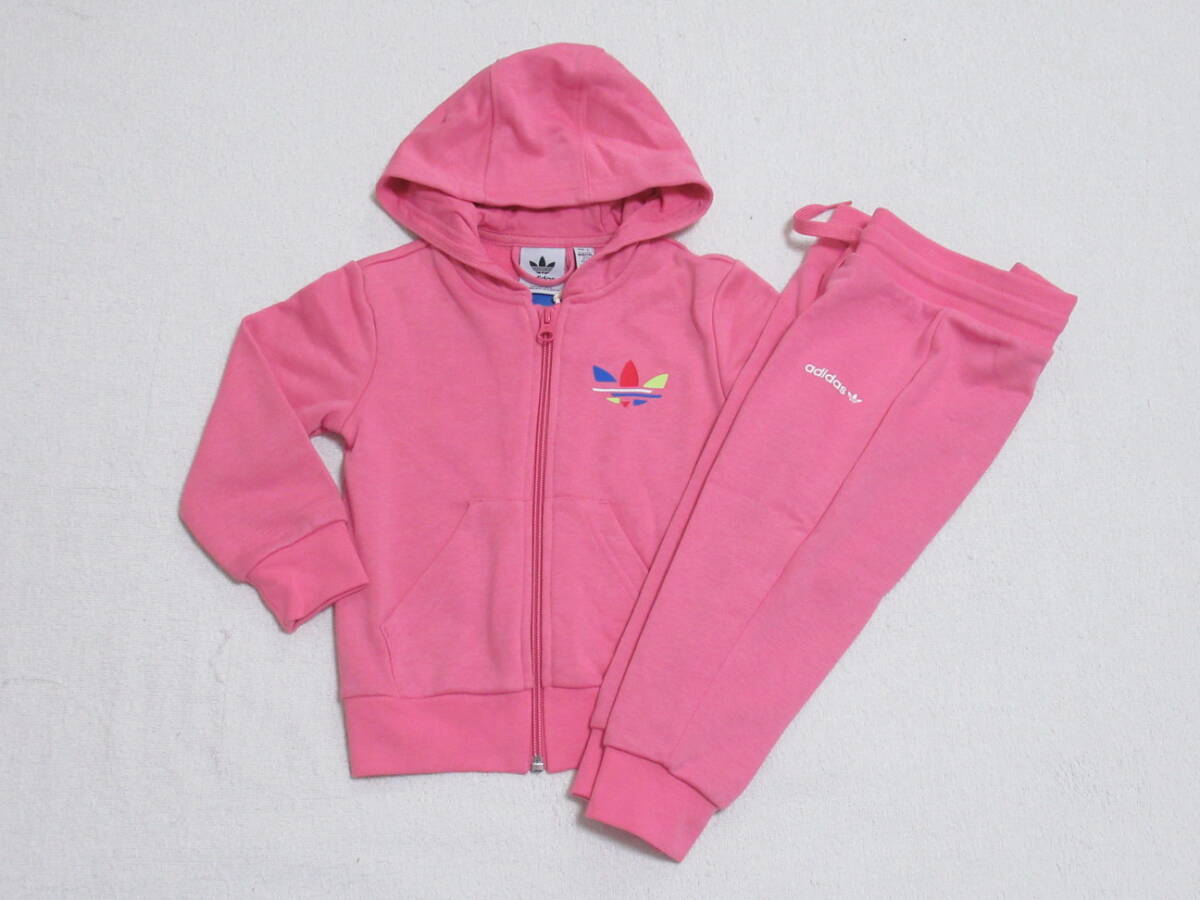 adidas ベビー ジャージ セットアップ ピンク 90 アディダス オリジナルス スウェット フルジップパーカー 上下セット H25230拍卖