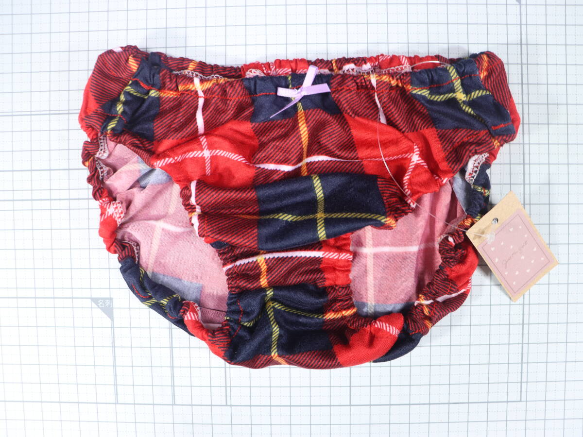 PG0040 昭和レトロ インゴムショーツ Mサイズ タータンチェックレッド しっとりモチモチ触感 ベア天竺拍卖