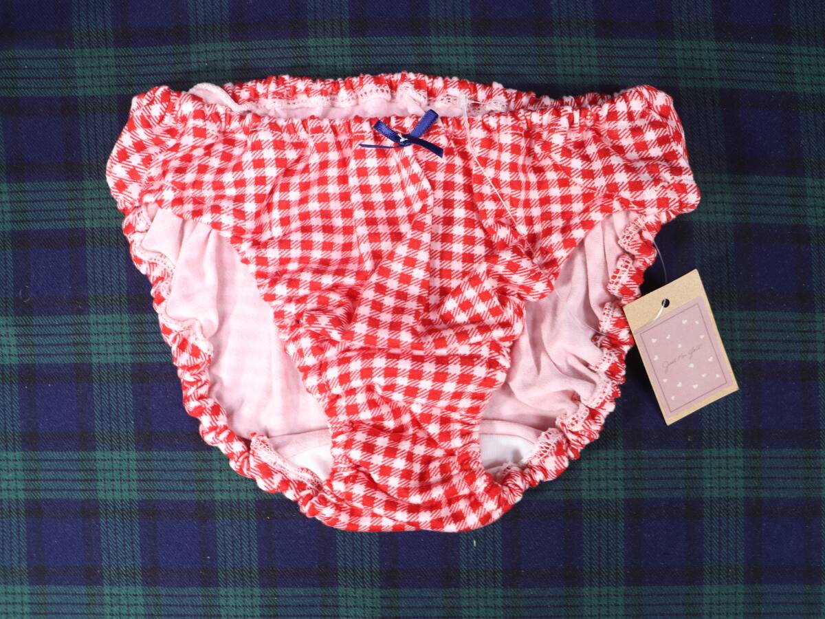 PG0046 昭和レトロ インゴムショーツ Lサイズ 赤ギンガムチェック柄 しっとりモチモチ触感 2WAY伸縮 ベア天竺拍卖