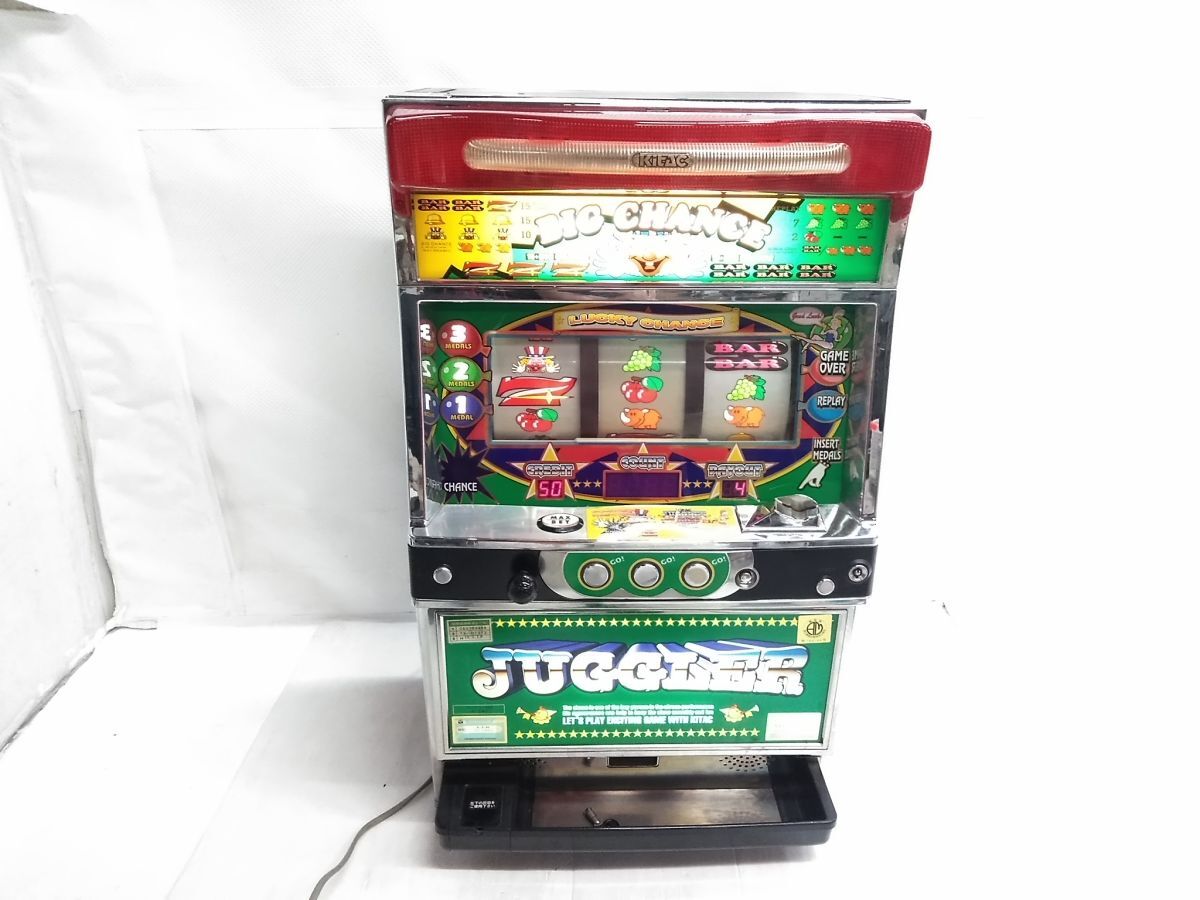 ◇レア 4号機 北電子 ジャグラーTM 2005年 10月 パチスロ実機 コイン不要機 メインキー 設定キー付 緑パネル 1024-53 #◇拍卖