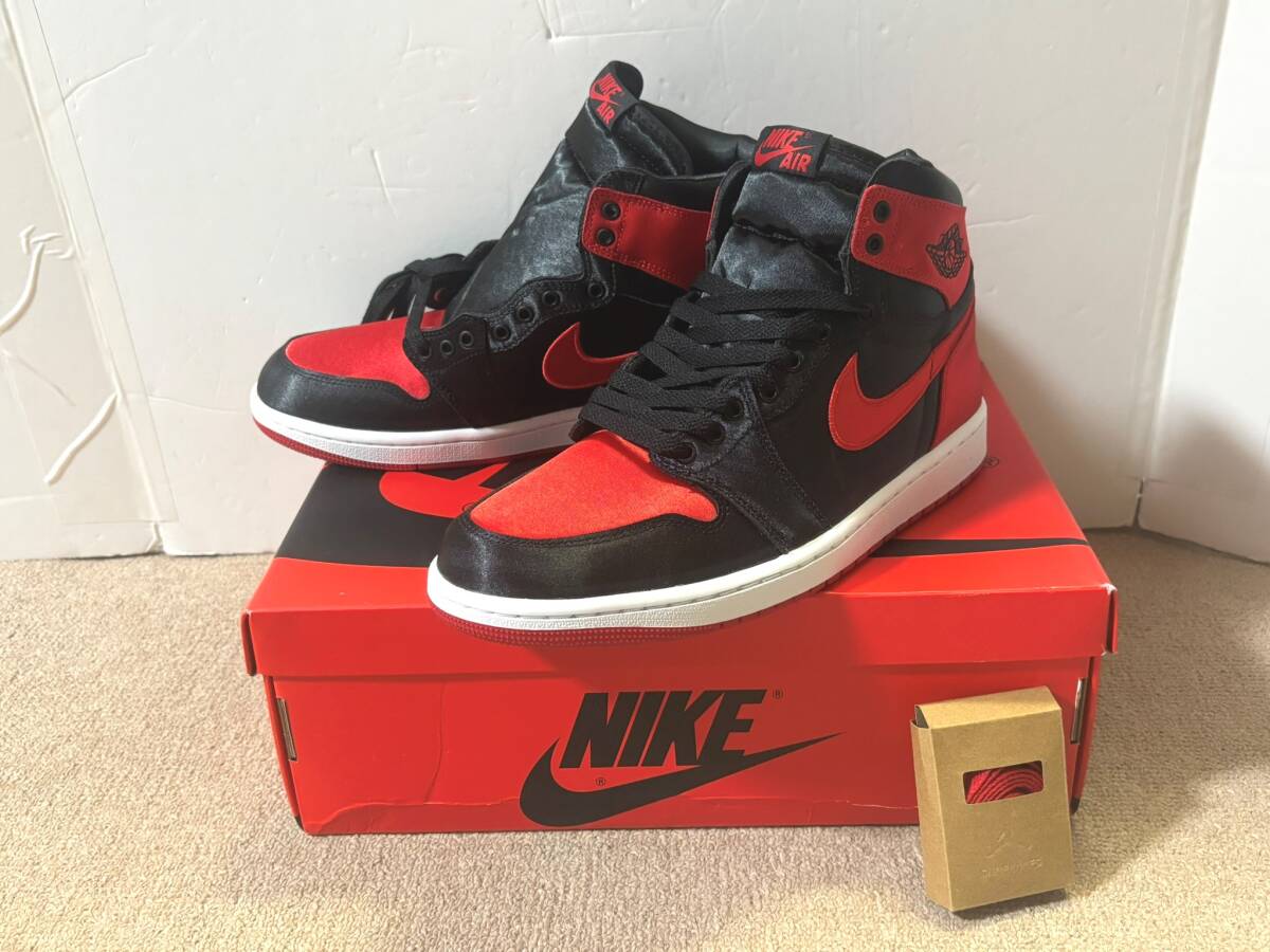 未使用 NIKE WMNS Air Jordan 1 RETRO HI OG ナイキ ウィメンズ エアジョーダン FD4810-061 27.5cm 赤 黒 レッド ブラック ジョーダン1/TD拍卖