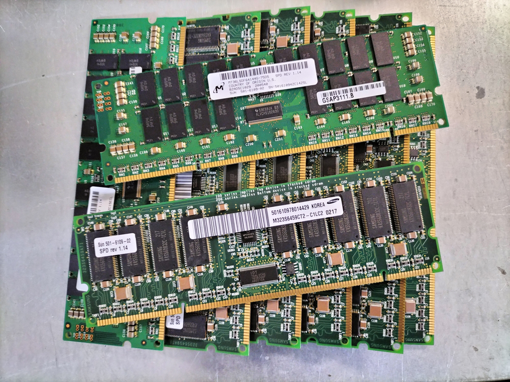 UNIXサーバ用メモリ 1GB 8枚 重さ431g 都市鉱山 金抽出用 #1019拍卖