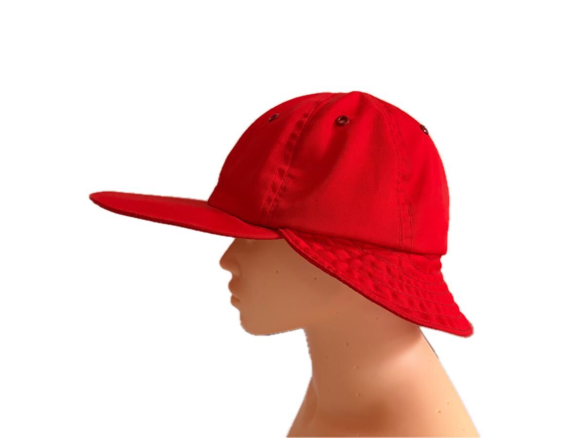 1980's USA製 COLUMBIA WIDE BILL CAP 赤 6パネル 古着 ヴィンテージ 帽子 キャップ アメリカ製 80s レッド ビンテージ コロンビア拍卖