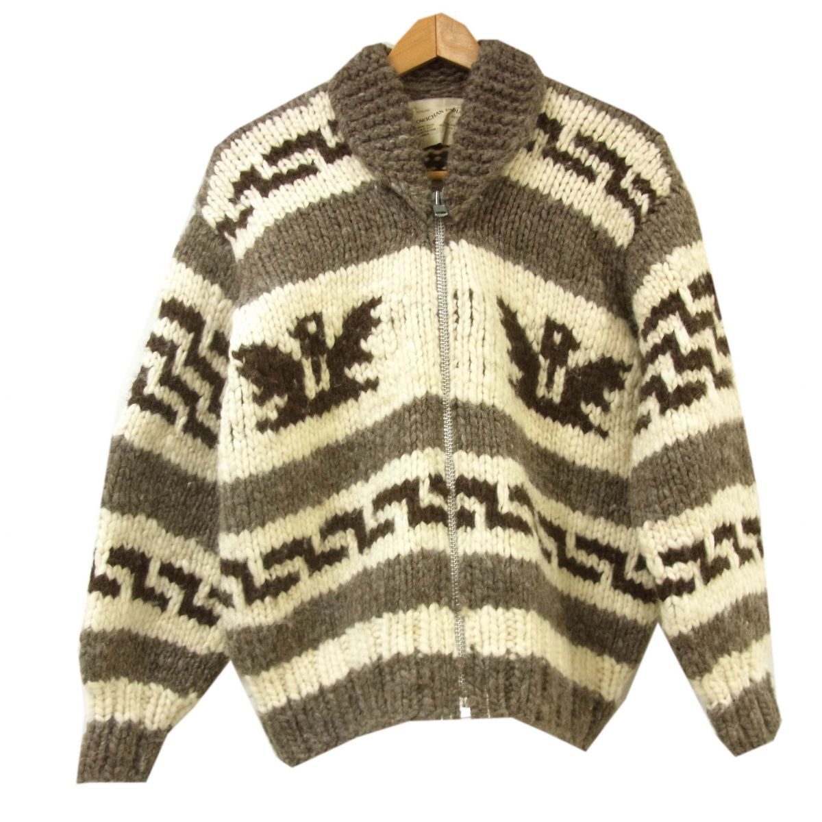 美品◆COWICHAN INDIAN カウチンインディアン カウチンセーター ニット ジャケット ハンドニット 冬物 メンズ 1円スタート拍卖