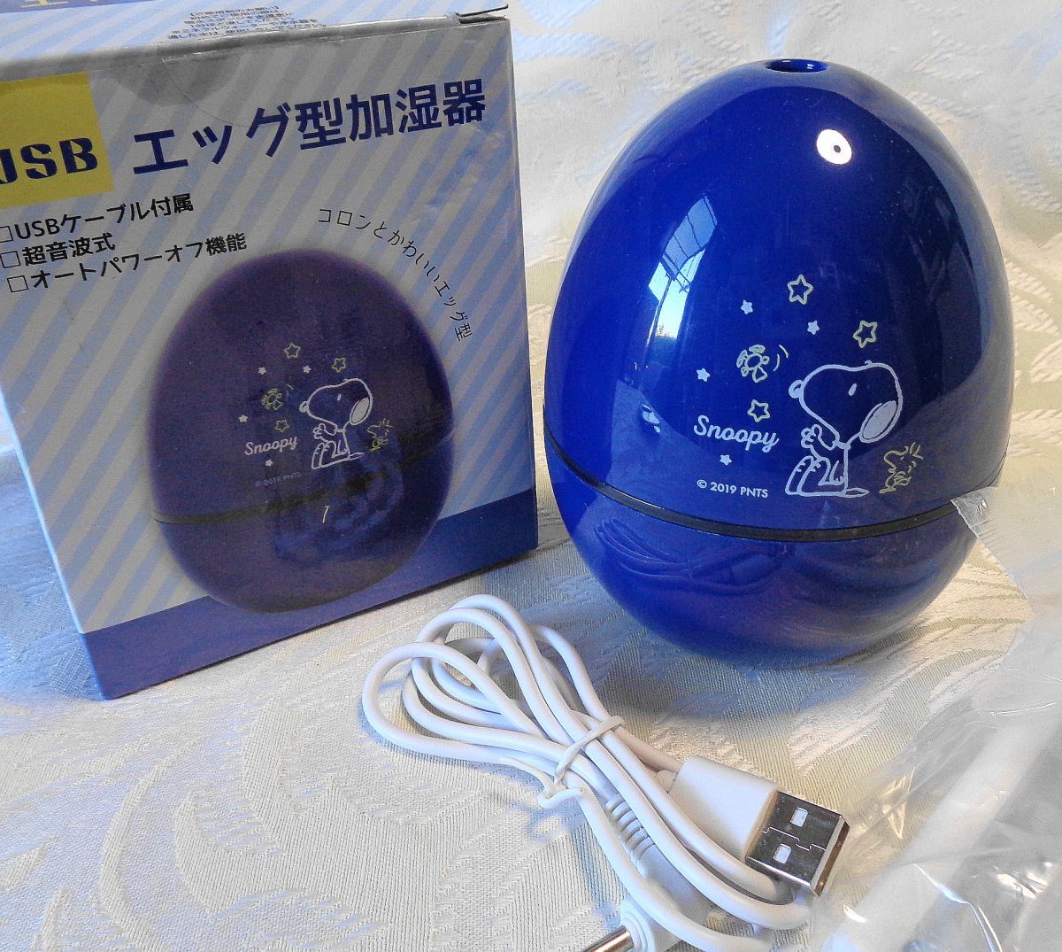 ◇スヌーピー^♪USBエッグ型加湿器 ブルー拍卖