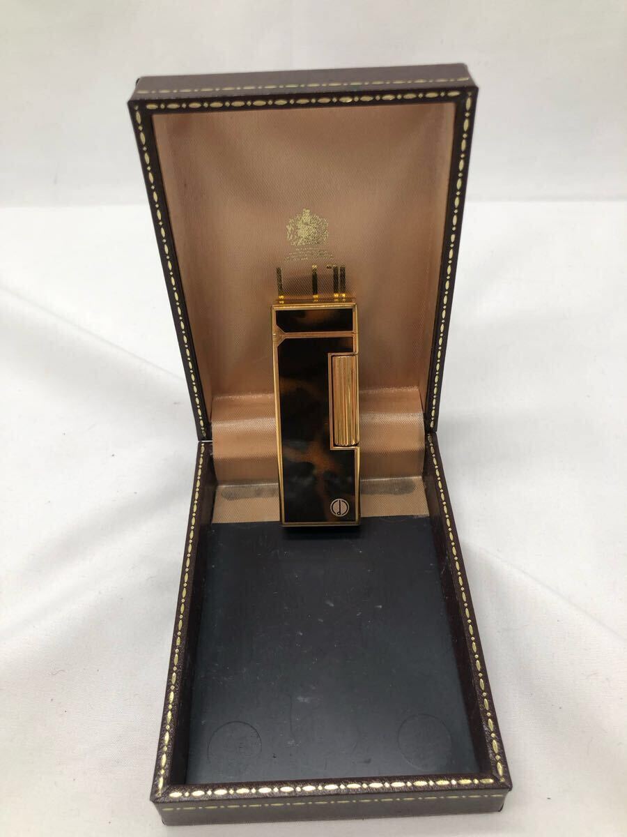 ダンヒル dunhill ガスライター ローラー式 ゴールド マーブル ケース付 中古 YS T9H4拍卖