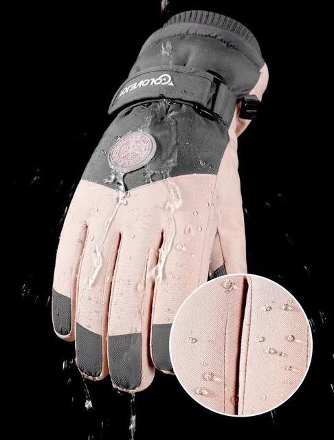 スキーグローブ メンズ レディース 手袋 五本指 完全防水 グローブ アウトドア スキー スノボ 暖かい レディース ピンク拍卖