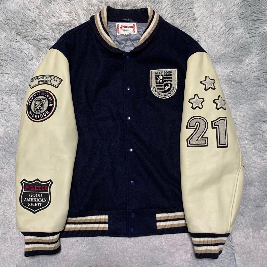 超希少 4L McGREGOR マックレガー スタジャン スタジアムジャンパー ブルゾン キルティング 袖レザー 本革 牛革 ワッペン 3XL 大きいサイズ拍卖
