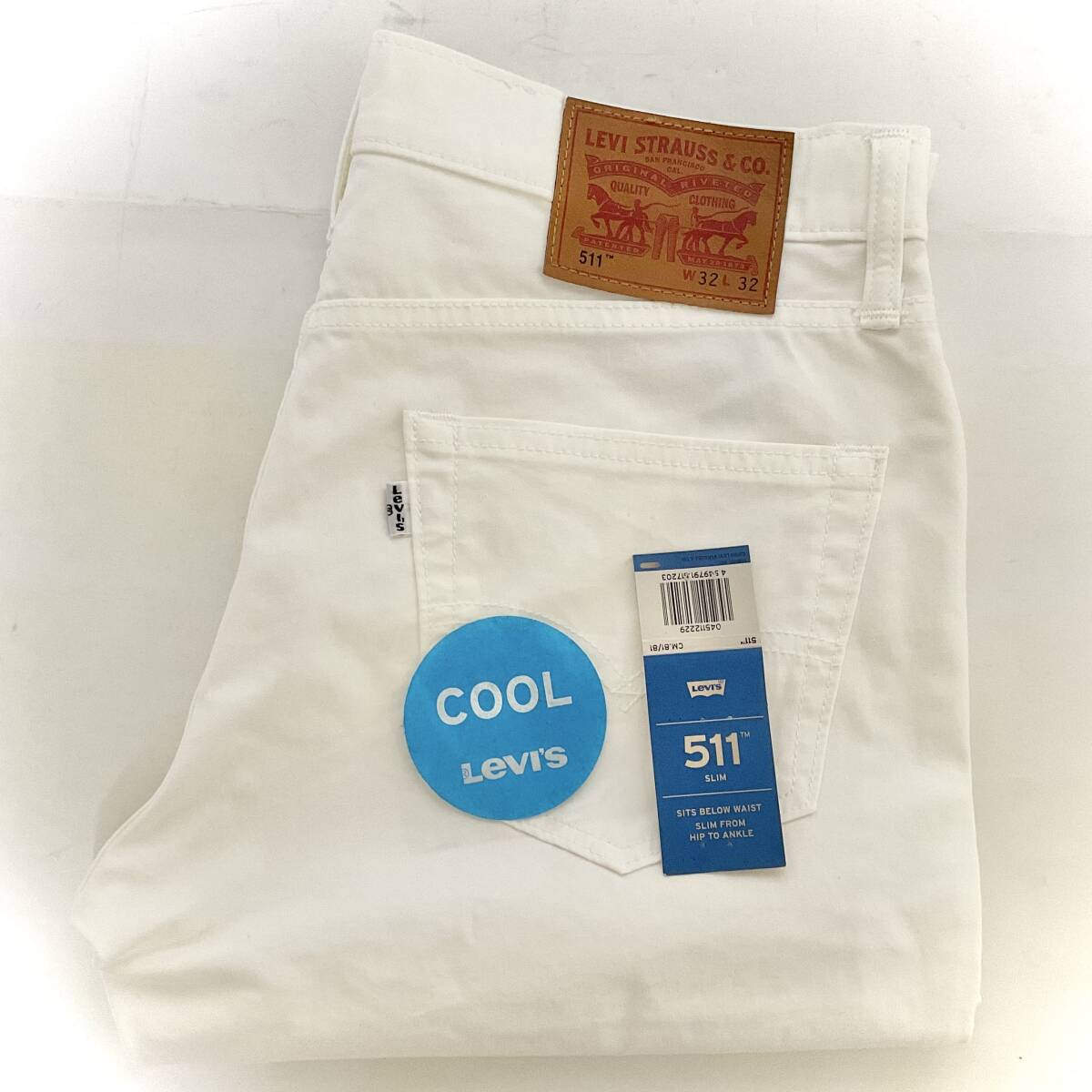 未使用 Levi's 511 ショーツ 夏物/COOLMAX/ストレッチ ホワイト W32 W119 拍卖