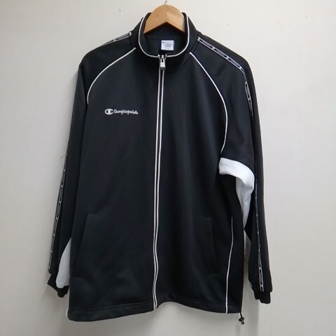 ★【古着】Champion(チャンピオン) ジャージ上 トップス フルジップ 長袖 黒(ブラック) ポリエステル100% Lサイズ拍卖
