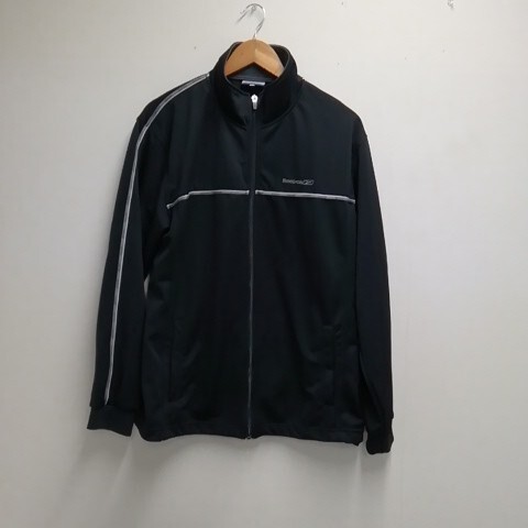 ★【古着】Reebok(リーボック) ジャージ上 トップス 長袖 フルジップ 黒(ブラック) ポリエステル100% Lサイズ拍卖