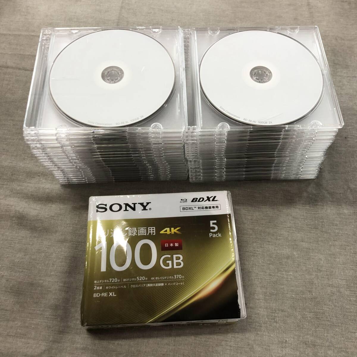 未使用 ソニー ビデオ用ブルーレイディスク / くり返し録画用 / BD-RE XL/ 1枚あたり100GB/ 1-2倍速  45枚拍卖
