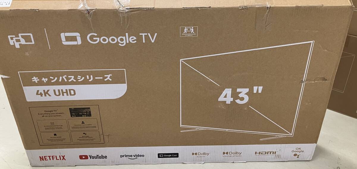 【25年8月製】FPD チューナーレステレビ 43V型 4K Google TV ネット動画対応CG43-C2拍卖