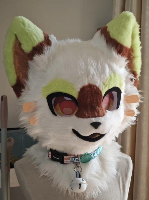 ★着ぐるみヘッド 犬 NO.393 白 緑 全頭ヘッド ケモノ ファースーツ ぬいぐるみ コスプレ コスチューム kigurumi 一点物拍卖