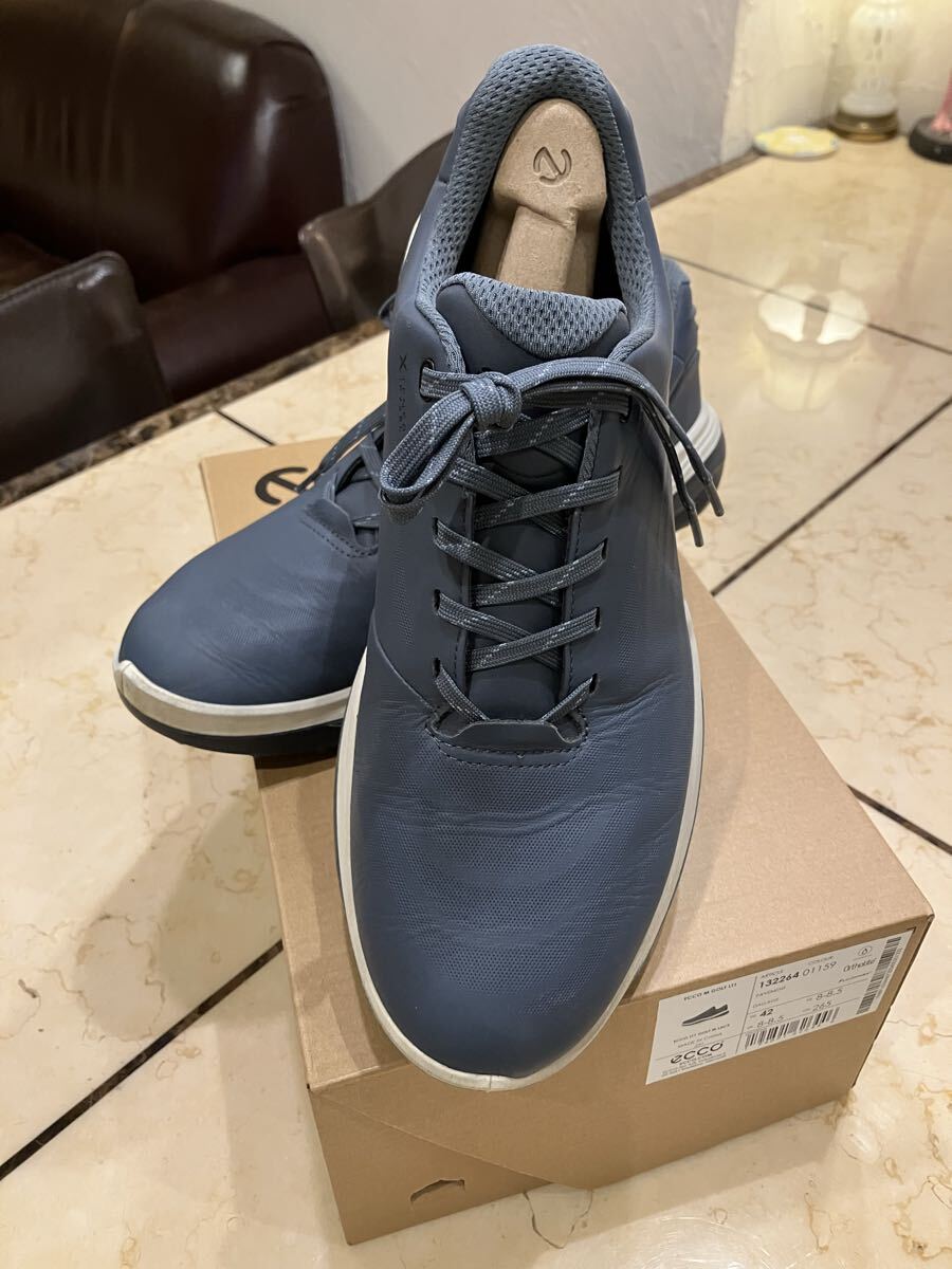 ECCO エコー ◆ Lt1 Golf Lace Men ◆ スパイクレス ◆ サイズ EU42 26cm相当 ◆ ネイビー 青 ◆ ウォータープルーフ仕様 ◆ 新品同様品拍卖