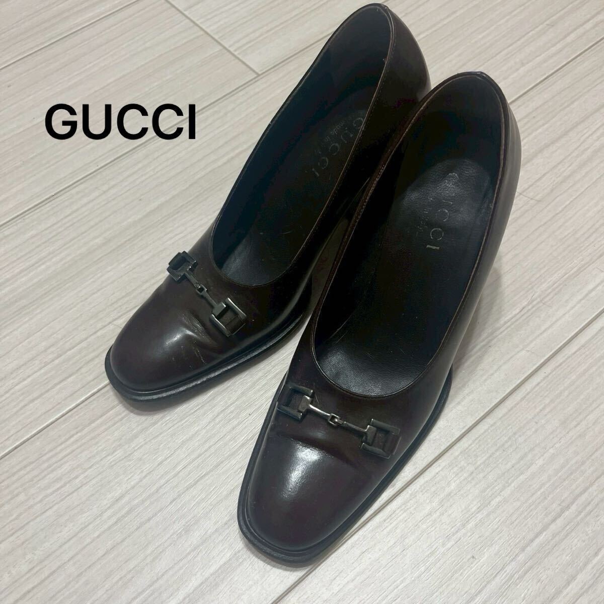 GUCCI グッチ パンプス ブラウン 茶 レザーパンプス FH71007拍卖