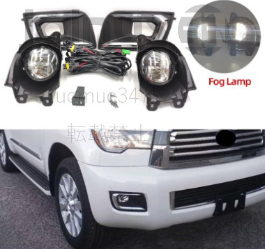 トヨタ セコイア LED フォグランプ ユニット フォグライトカバー ABS 12V 外装 左右セット TOYOTA SEQUOIA 2010-2020拍卖