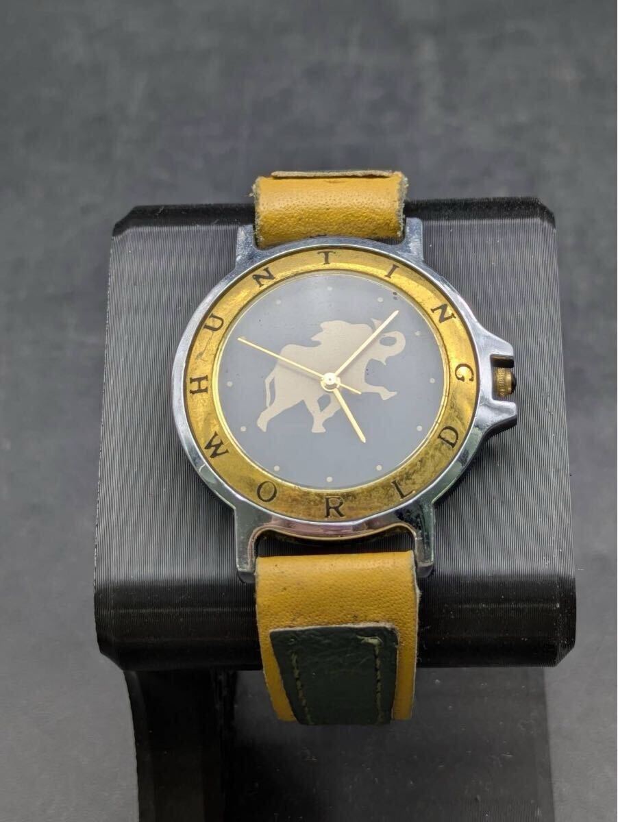 森岡 10月 No.183 HUNTING WORLD ハンティング ワールド 腕時計 HT2131L 3針 稼働なし ウォッチ 傷あり ベルト劣化している拍卖