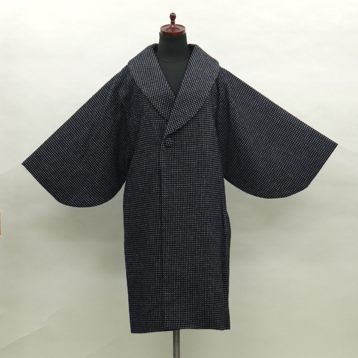 和遊館 即決eha3299 日本製 ウールコート へちま衿 和装用 ロングコート 黒紺色拍卖