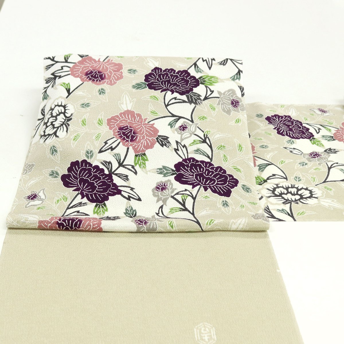 和遊館 ONK2701 栗山吉三郎 大塚 浜ちりめん 紅型 九寸 名古屋帯 牡丹唐草拍卖