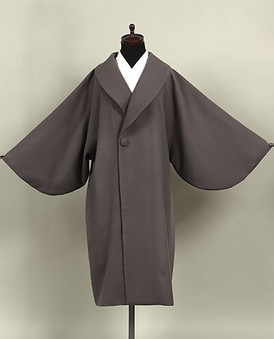 和遊館 即決eha3328 カシミヤ混 へちま衿 和装用 高級 ロングコート チャコールグレー拍卖