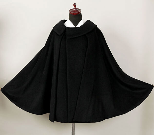 和遊館 即決eha3318 アンゴラ 60% 二重 トンビ ケープ コート 黒色 ブラック拍卖