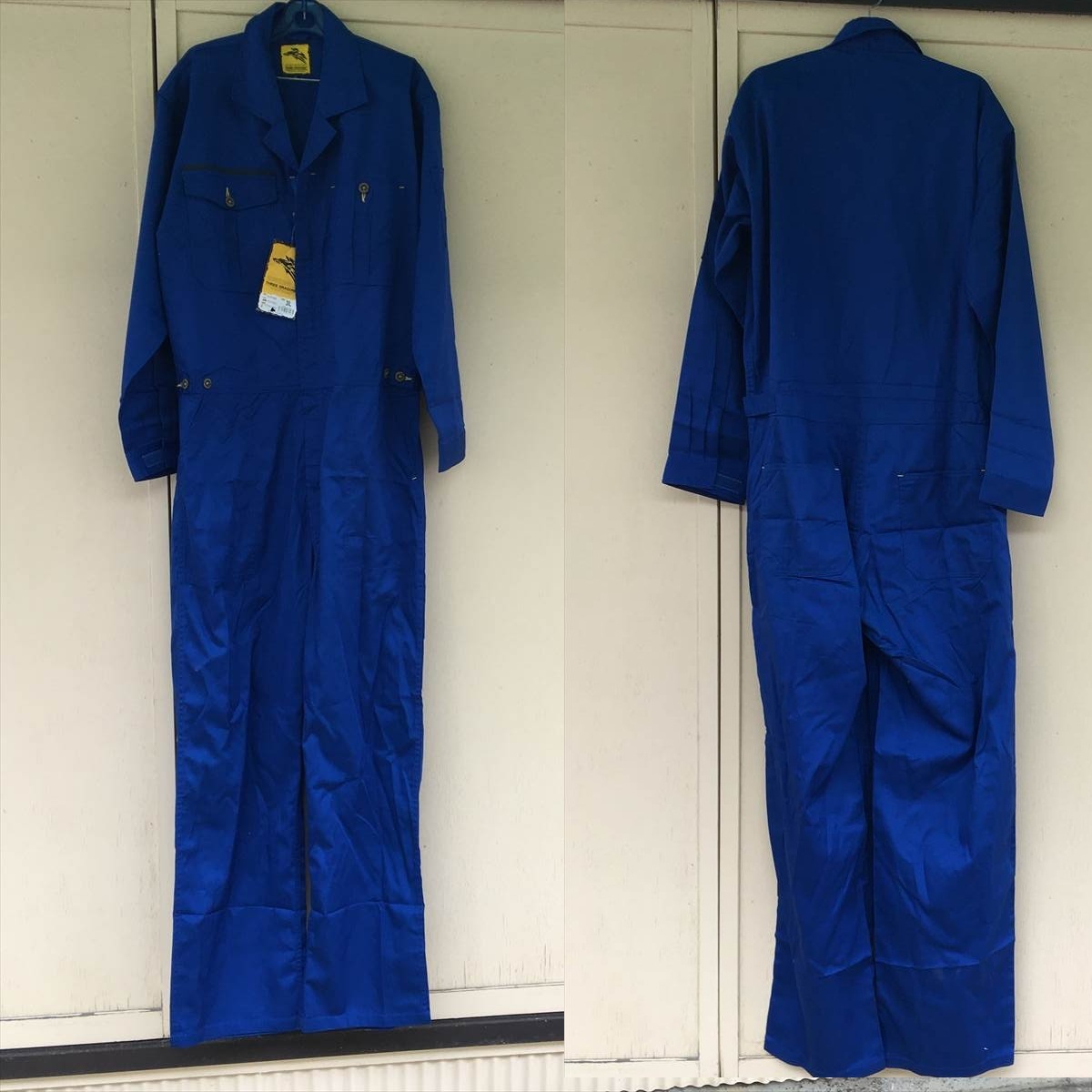 新品タグ付き 山田辰 THREE DRAGONS スリードラゴン ツナギ服 サイズ3L マリンブルー NO 15-51000 拍卖