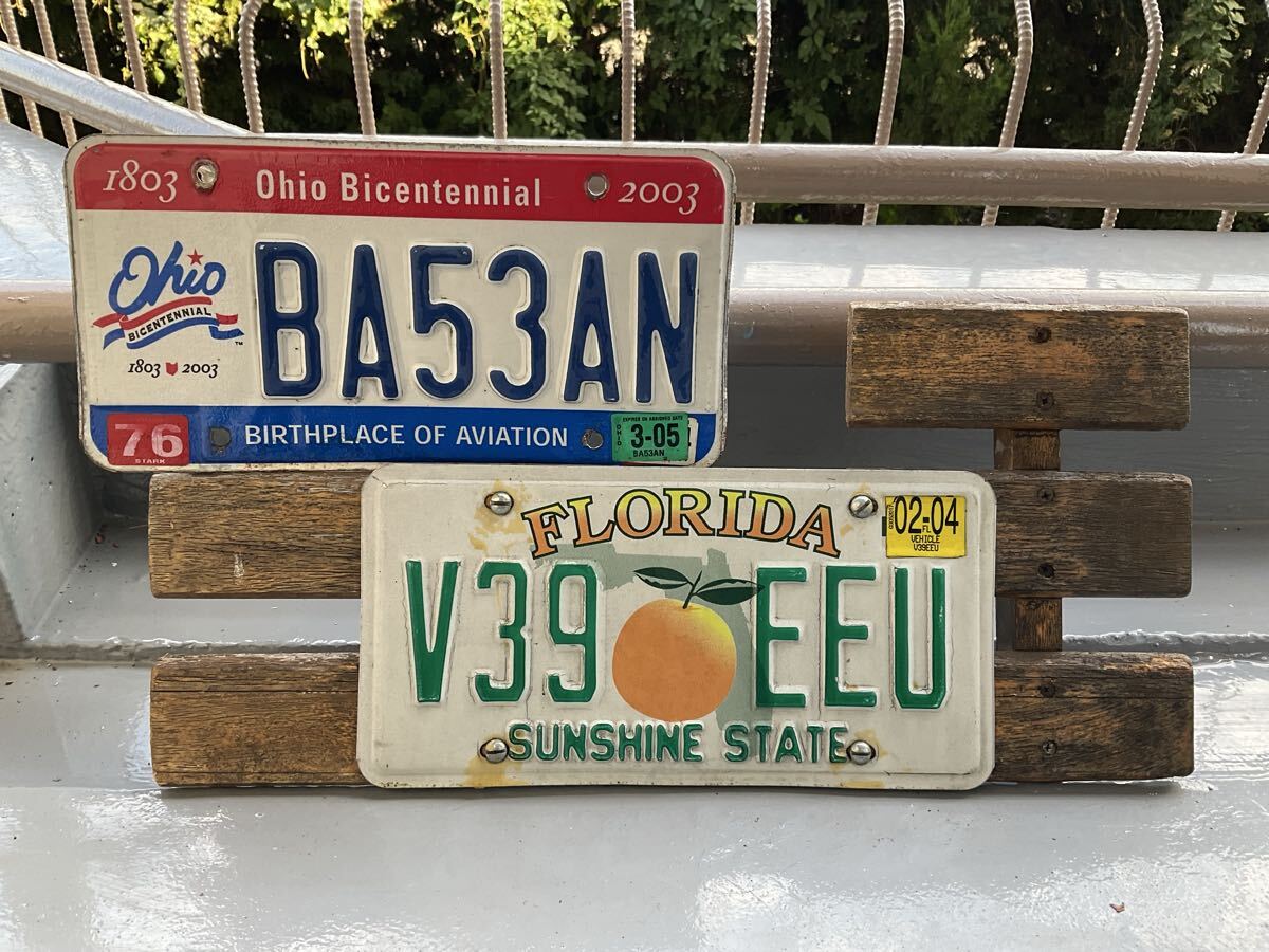 希少!入手困難“本物 フロリダ オハイオ USA ナンバープレート  ビンテージ アメリカ 壁飾り インテリア アメリカン雑貨  ブリキ看板拍卖
