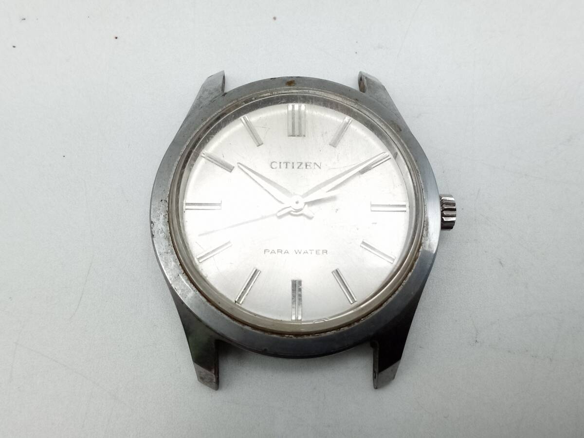 イ59◎【手巻き/稼働】 ※フェイスのみ 腕時計 CITIZEN シチズン PARA WATER H00J2601-YD 3針 アナログ ラウンド シルバー系文字盤 現状品拍卖