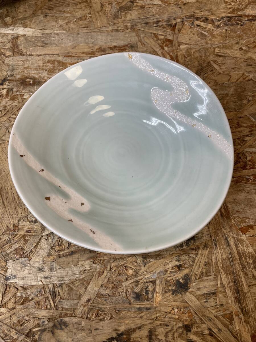 (s7571) 有田焼 錦右衛門窯 青磁流水変形鉢 5枚セット お皿 和食器 飲食店拍卖