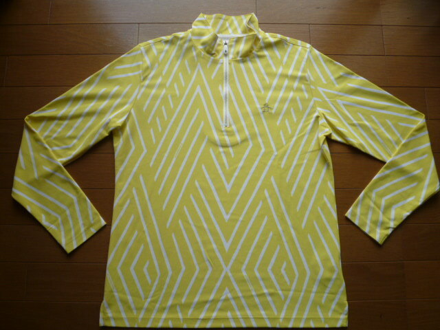 マンシングウェア Munsingwear 長袖ハイネックジップシャツ(黄/白色)L 中古 送料込拍卖