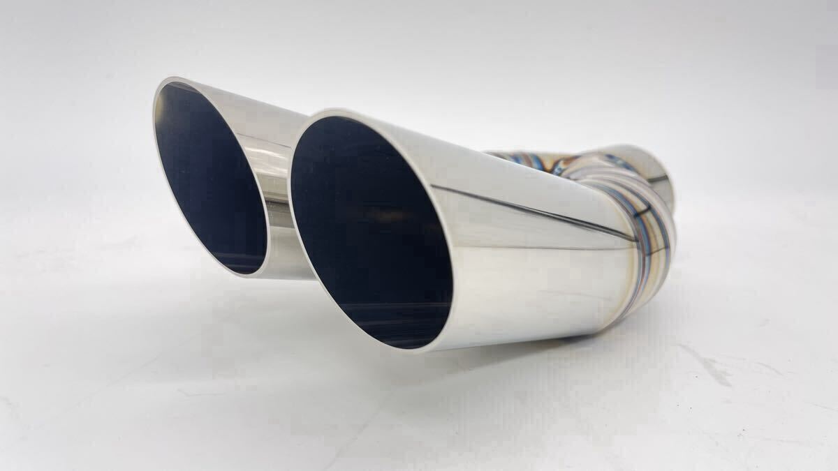 ☆マフラーカッターエビ管15度跳ね上げデュアルマフラー出口30°スラッシュカット50.8φ入口50.8φ サイズ変更等可能!拍卖