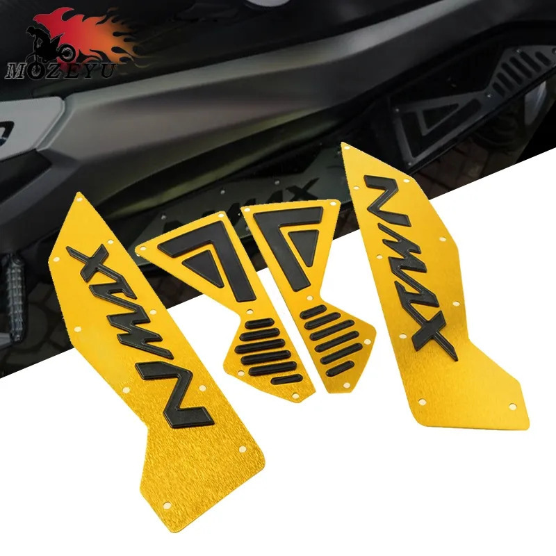 目玉 YAMAHAアルミフットプレート1set NMAX 155 N-MAX 2015-2020 ヤマハ フット ステップ プレート ロゴ ブラック ゴールド シルバー拍卖