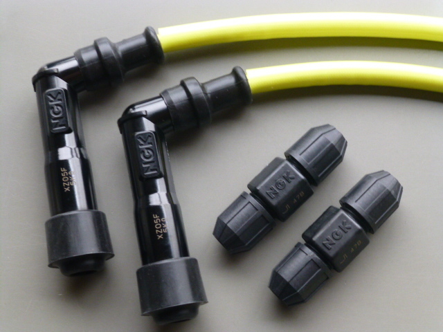 NGKプラグキャップ&コード XY21 黄 2本セット ジョイント付き CB250T CB400T CB250N CB400N バブ ホーク 新品拍卖