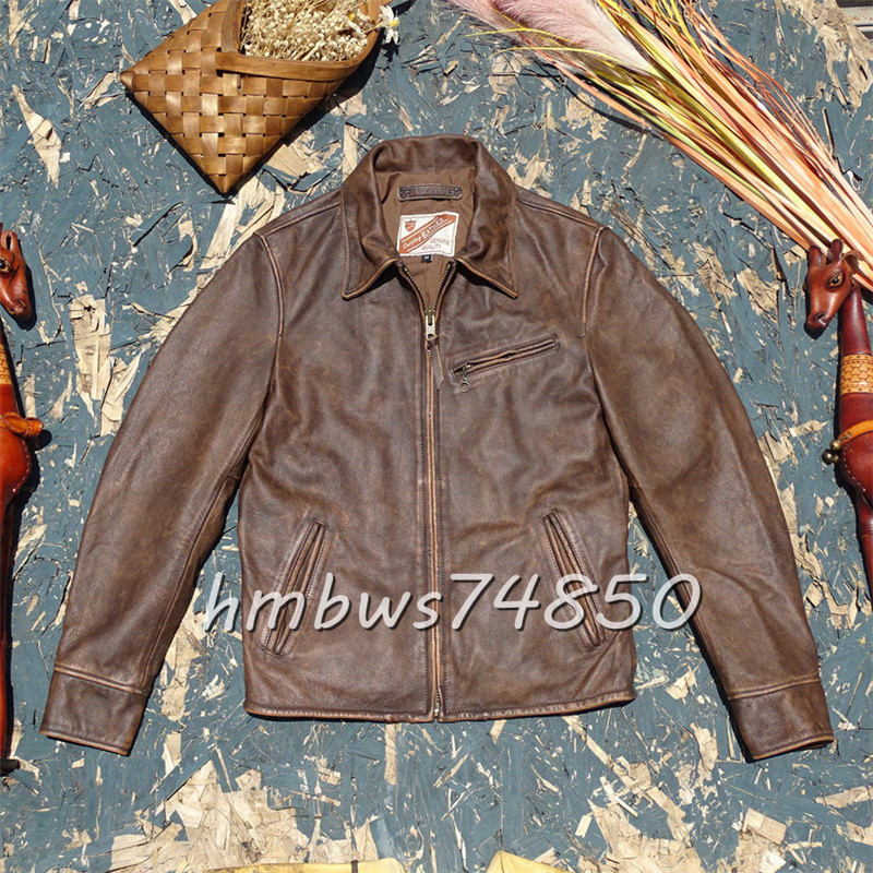 美品 メンズ 革ジャン 最上級 牛革 レザージャケット ライダース バイクウエア オートバイ ブルゾン ヴィンテージ風 本革 S-5XLサイズ拍卖
