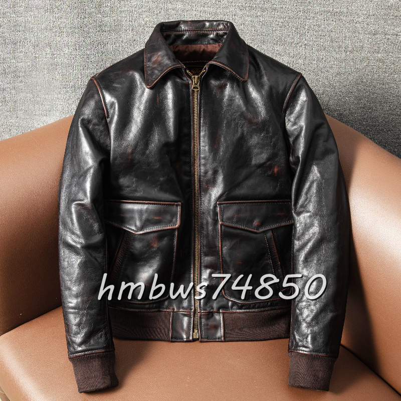 美品 メンズ 革ジャン レザージャケット ライダース 最上級 牛革 本革 茶芯 ハーレー バイクウエア オートバイ ブルゾン M-5XLサイズ拍卖