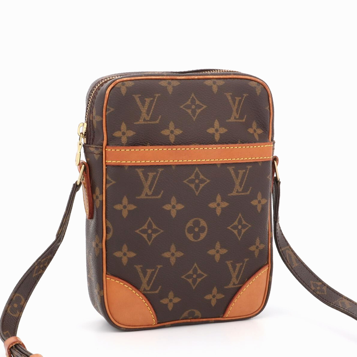 ルイヴィトン LOUIS VUITTON モノグラム ダヌーブ ショルダーバッグ 斜め掛け ブラウン メンズ レディース レザー M45266拍卖