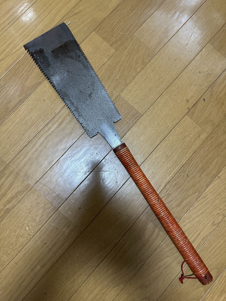 大工道具 両刃 鋸 ノコギリ のこぎり 古鋸 在銘 古道具 職人 道具 アンティーク コレクション拍卖