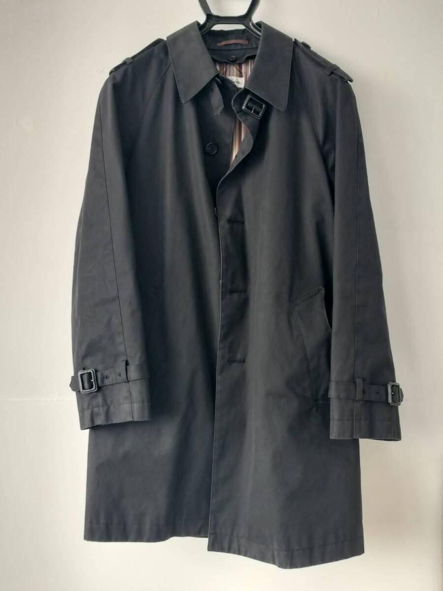 Paul Smith ポールスミス ライナー付き トレンチコート シングル ベルト付き sizeM ブラック マルチストライプ メンズ拍卖