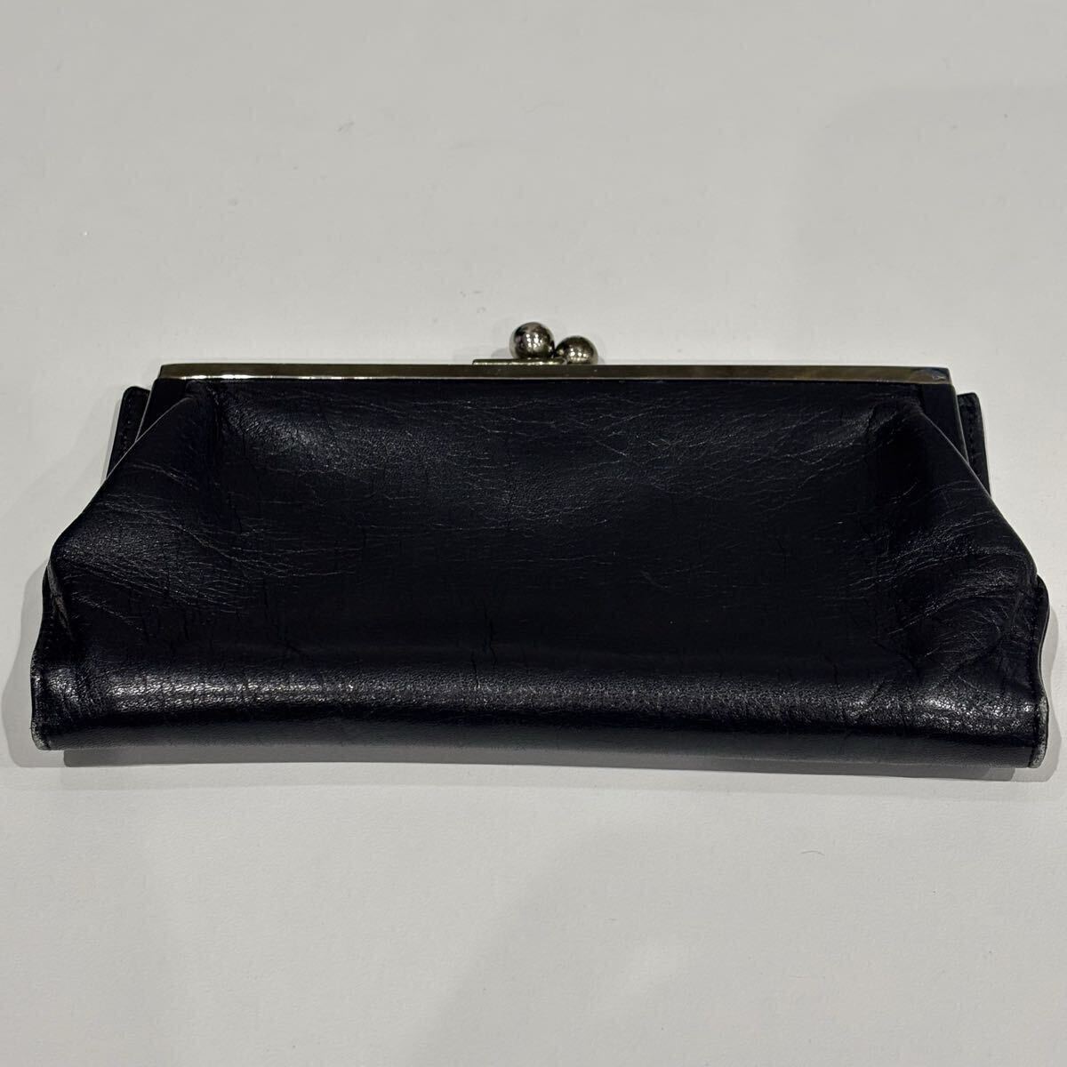 『1円スタート』がま口 長財布 ブラック小銭入れ有#624拍卖