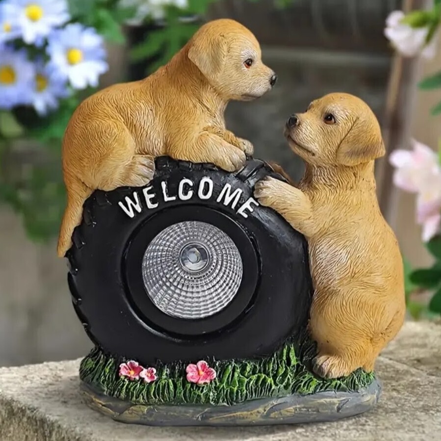新品 ソーラーライト 子犬 ガーデンライト レトリバー 犬 ドッグ デコレーション 動物 かわいい 装飾 癒し インテリア 防水拍卖