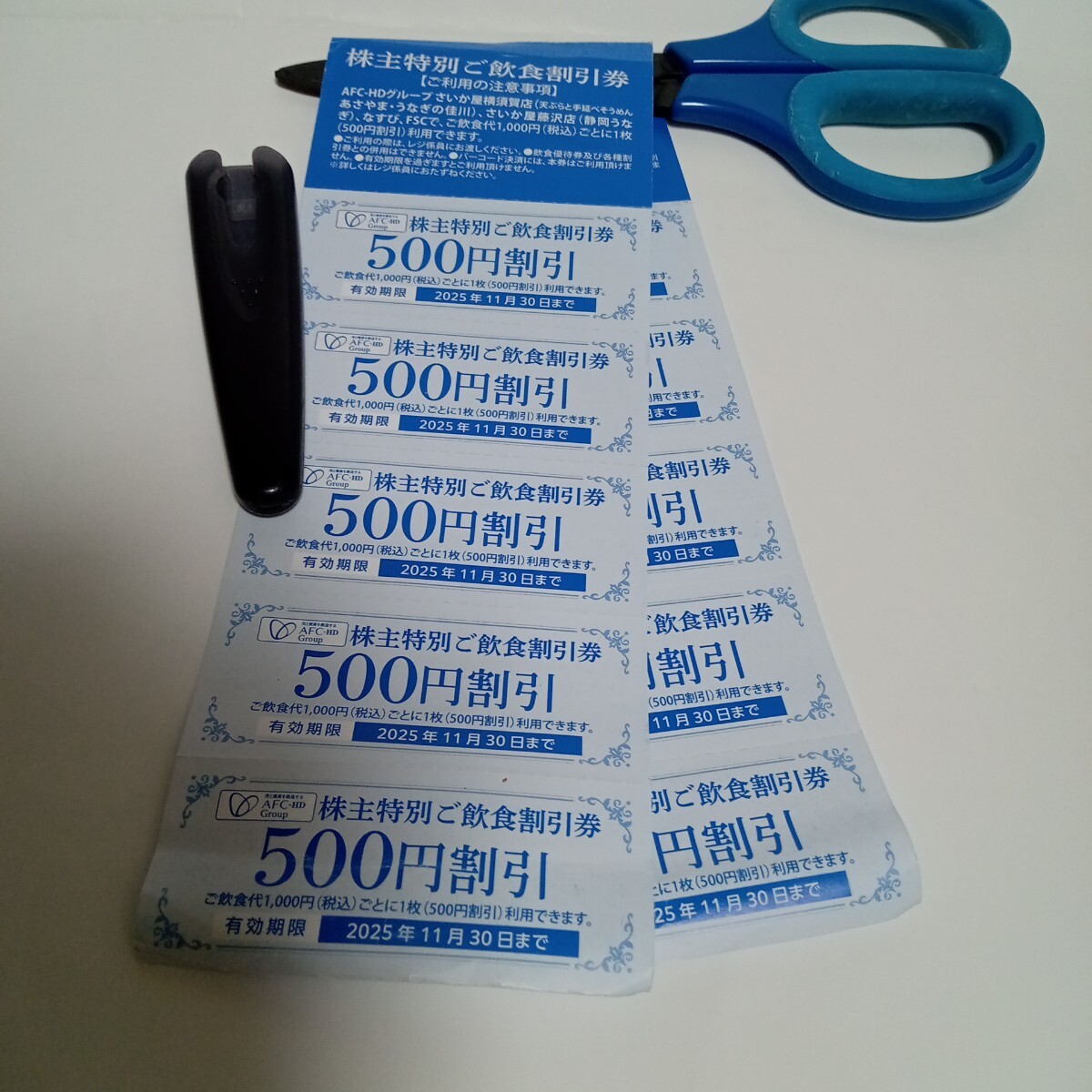 ★食事割引券5000円分(500円×10枚)★AFC-HD さいか屋 株主優待 11月30日期限★横須賀 藤沢 静岡 なすび うなぎ拍卖