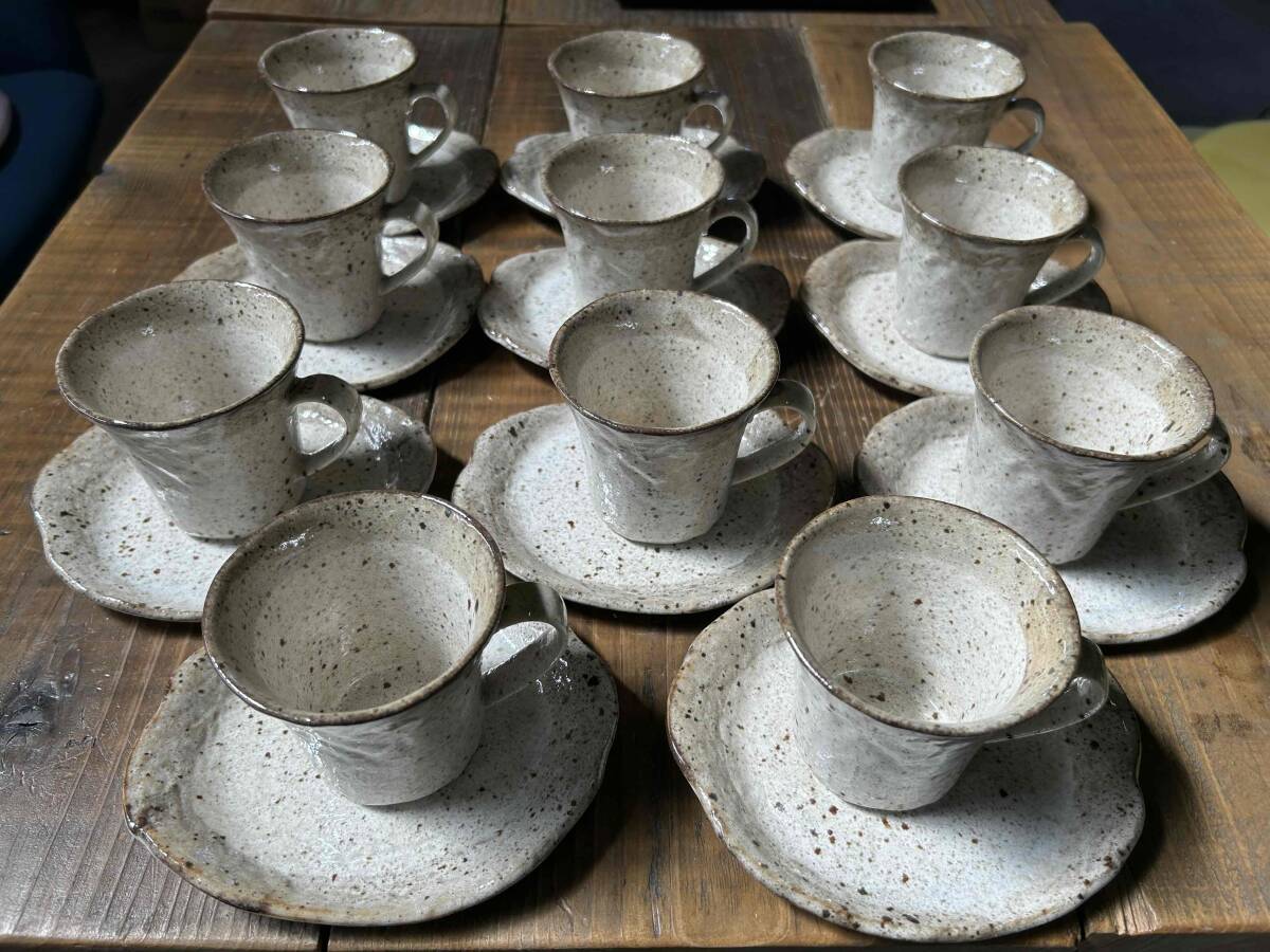 Su.130★Repos カップ&ソーサー 11個セット★美濃焼/コーヒー/ココア/紅茶/喫茶店/ランチ/カフェ/珈琲/磁器/ルポ/飲食店/業務用/中古品拍卖