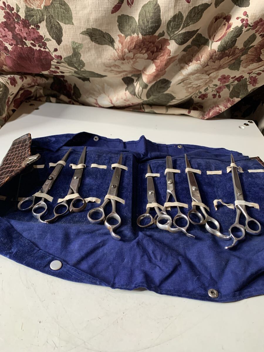 理容院 美容院 床屋 鋼 ハサミ 7本 在銘 十兵衛 廣之 宝海老 誠魂 他拍卖