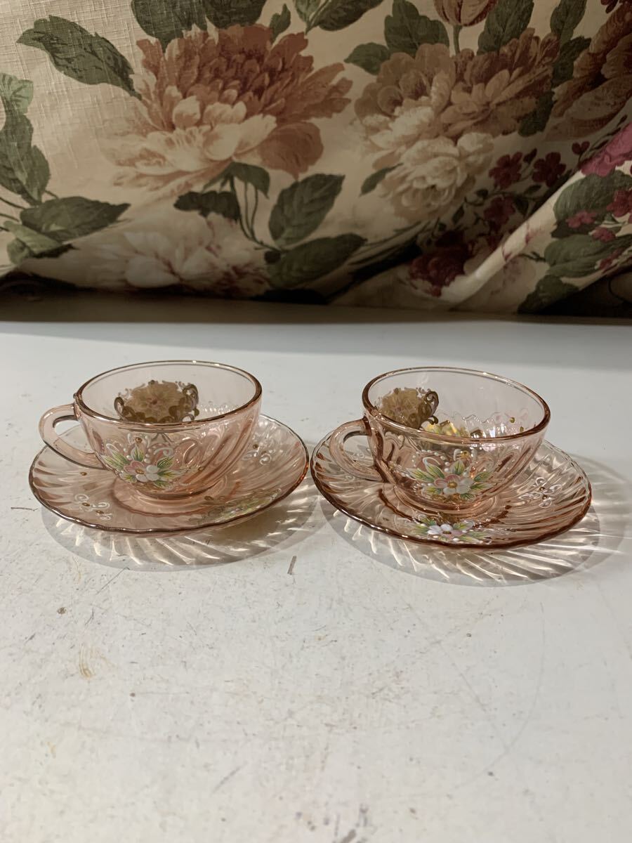 ベネチア硝子 こ コーヒーカップ&ソーサー 2客拍卖